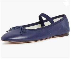 Miss left Dark Blue Adorable Round Toe Mary Jane Bowknots Elastic Strap Flats